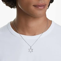 Insigne pendant, Round cut, Star, White, Rhodium plated by SWAROVSKI