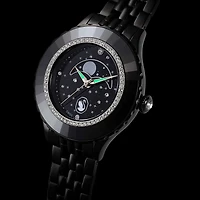 Octea moon watch, Swiss Made, Moon, Metal bracelet, Black, Black finish by SWAROVSKI