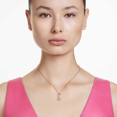 Hyperbola pendant, Infinity, White, 18K rose gold finish