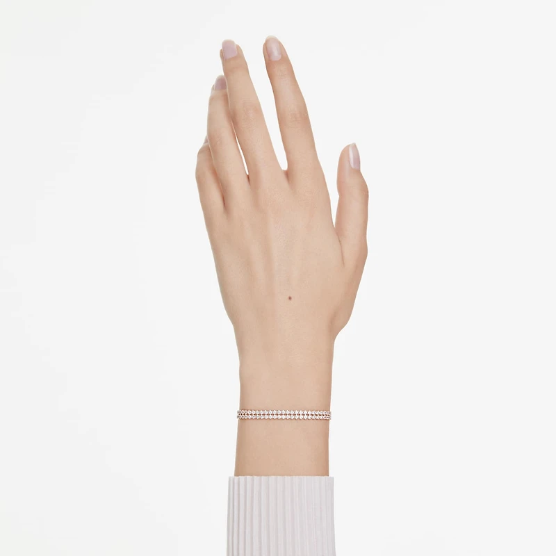 Matrix Tennis bracelet, Round cut, White, 18K rose gold finish