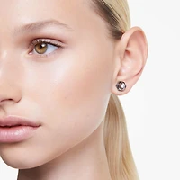 Numina stud earrings, Round cut, White, Ruthenium plated by SWAROVSKI