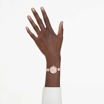 Illumina watch, Swiss Made, Crystal bracelet, Pink, Rose gold-tone finish