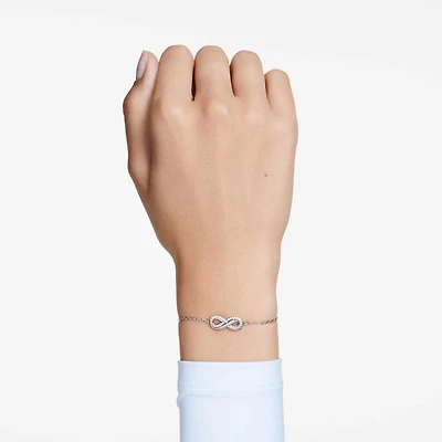Hyperbola bracelet, Infinity, White, Rhodium plated