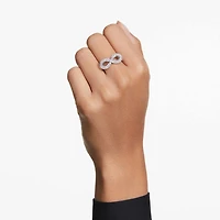 Hyperbola cocktail ring, Infinity, White, Rhodium plated by SWAROVSKI