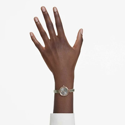 Matrix bangle watch, Swiss Made, Crystal bracelet, Gray, Rose gold-tone finish