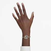 Matrix bangle watch, Swiss Made, Crystal bracelet, Grey, Rose gold-tone finish by SWAROVSKI