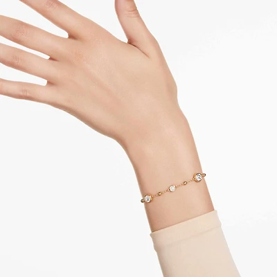 Imber bracelet, Round cut, Scattered design, White, Gold-tone plated