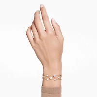 Imber wide bracelet, Round cut, White, 18K gold finish