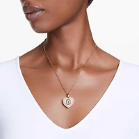 Idyllia pendant, Crystal pearl, Heart, White, 18K gold finish