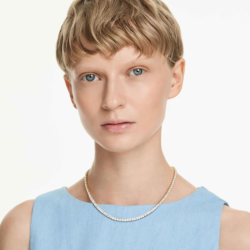 Matrix Tennis necklace, Round cut, White