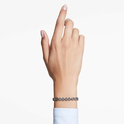 Imber Tennis bracelet, Round cut, Black, Ruthenium plated