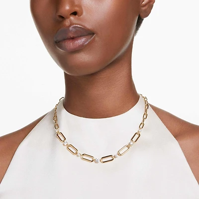 Constella necklace, White, Gold-tone plated