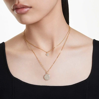 Sublima layered pendant, White, 18K gold finish