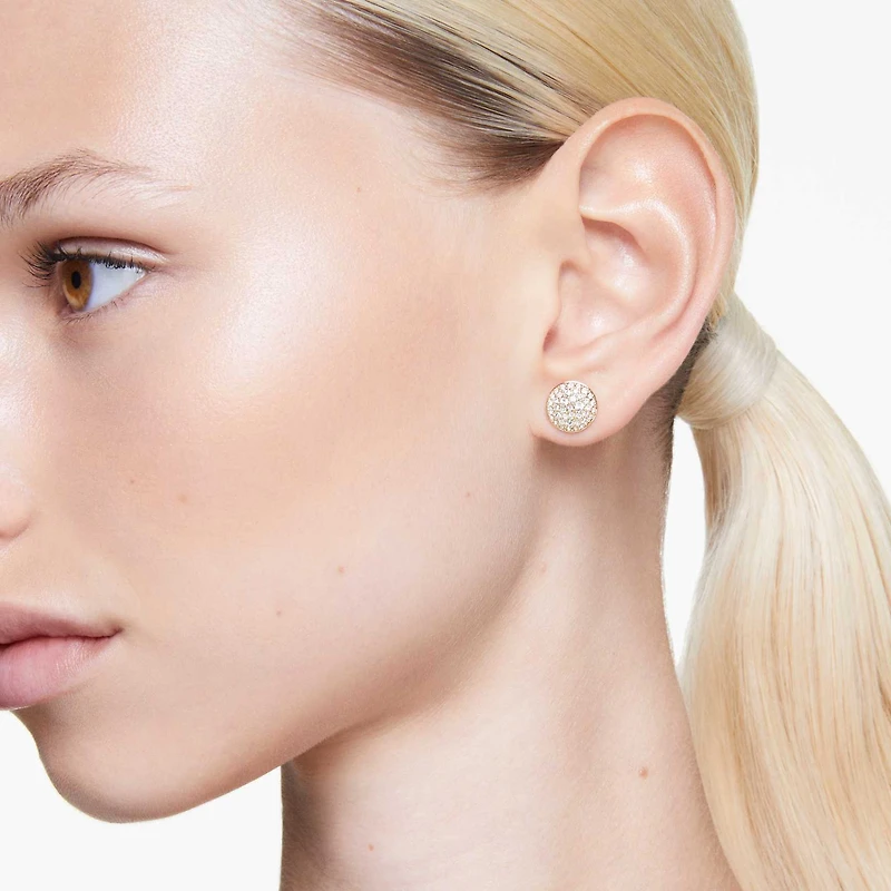 Meteora stud earrings, White, Gold-tone plated by SWAROVSKI