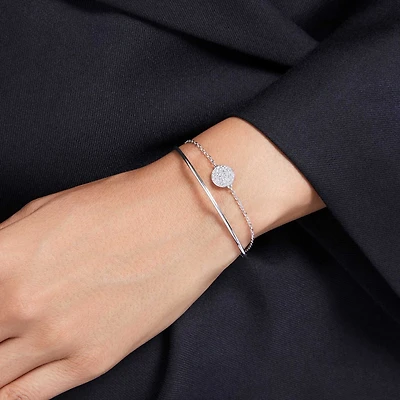 Sublima bangle, White, Rhodium plated