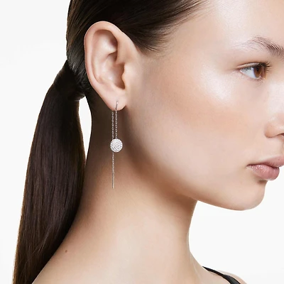 Sublima drop earrings, White, Rhodium plated