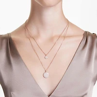 Sublima layered pendant, White, 18K rose gold finish