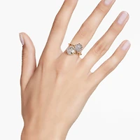 Idyllia open ring, Crystal pearl, Shell, White, Gold-tone plated by SWAROVSKI
