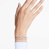 Hyperbola bangle, Infinity, White, Rhodium plated by SWAROVSKI