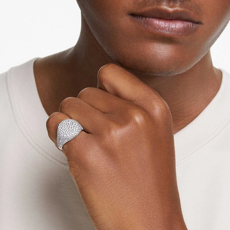 Sublima cocktail ring, White, Rhodium plated