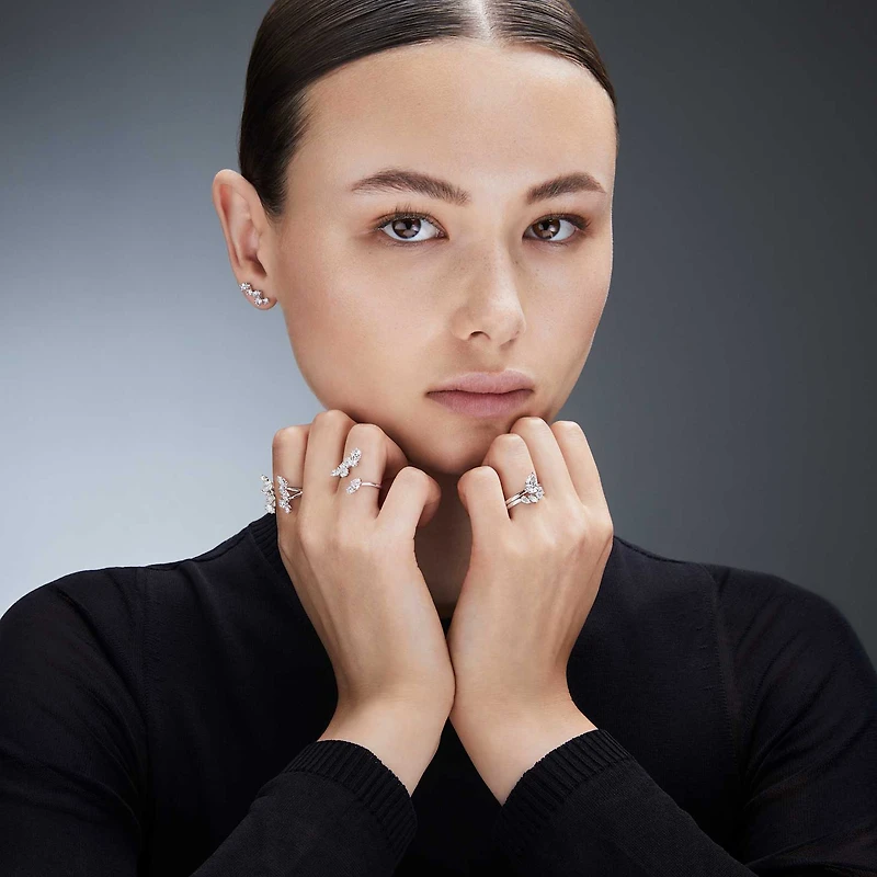 Galaxy ring, Set (2), Lab-grown diamonds 1.4 ct tw, Pear shape, 14K white gold by SWAROVSKI