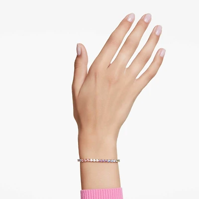 Matrix Tennis bracelet, Round cut, Multicoloured, 18K gold finish