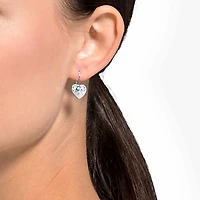 Bella drop earrings, Heart, White, Rhodium plated by SWAROVSKI
