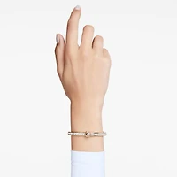 Numina bangle, Round cut, White, 18K gold finish