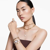 Numina bangle, Round cut, White, Gold-tone plated