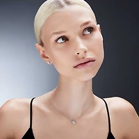 Galaxy stud earrings, Lab-grown diamonds 2.1 ct tw, Round shape, 14K white gold