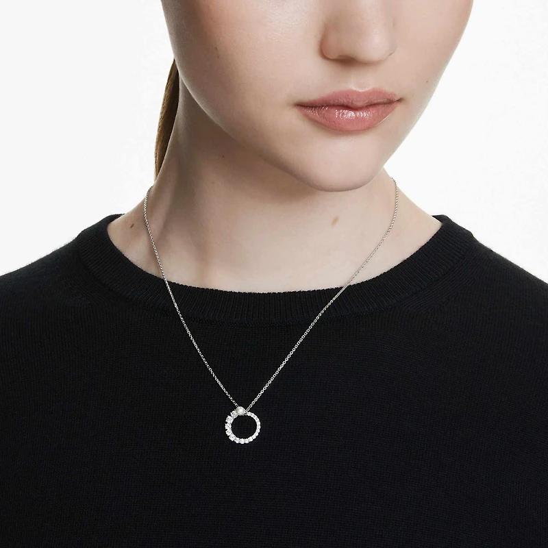 Matrix pendant, Crystal pearl, Round cut, White