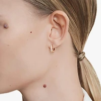 Matrix hoop earrings, Round cut, White, 18K rose gold finish