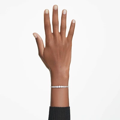 Matrix bracelet, Gradient of round cuts, White, Rhodium plated