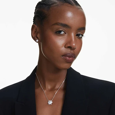 Idyllia set, Mixed cuts, Snowflake, White, Rhodium plated