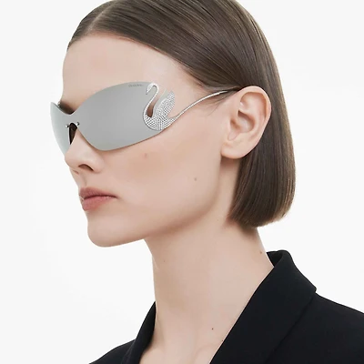 Sunglasses, Mask, Swan, SK7020, Silver Tone