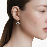 Symbolica drop earrings, Evil eye, Medium, Blue, 18K gold finish