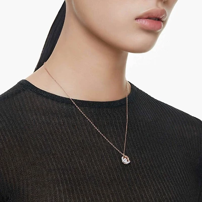 Dextera pendant, Round cut, White, 18K rose gold finish