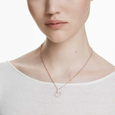 Constella pendant, Pavé, Round cut, White, 18K rose gold finish