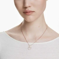 Constella pendant, Pavé, Round cut, White, 18K rose gold finish