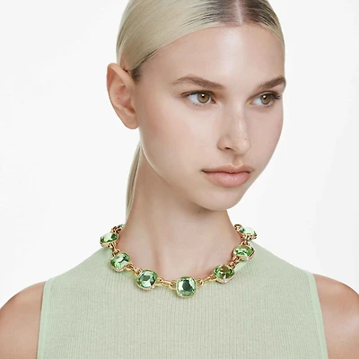 Chroma Tennis necklace, Cushion cut, Multicoloured, Gold-tone plated