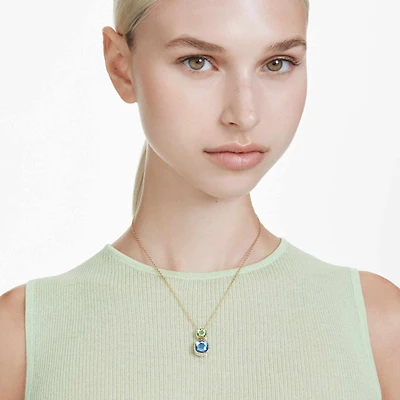 Chroma pendant, Cushion cut, Multicoloured, 18K gold finish