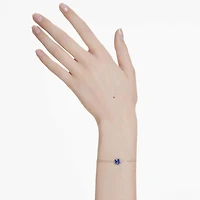 Birthstone bracelet, Square cut, September, Blue, Rhodium plated by SWAROVSKI