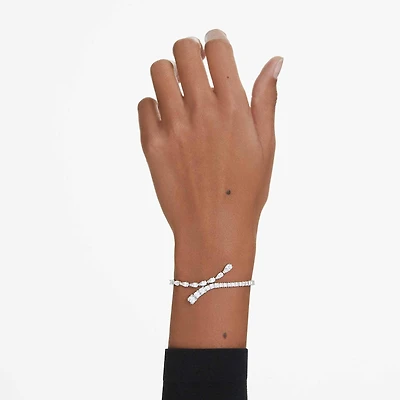 Matrix bracelet, Mixed cuts, White, Rhodium plated