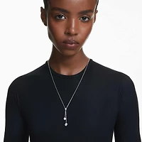 Dextera Y pendant, Round cut, Sphere and cube, White, Rhodium plated by SWAROVSKI