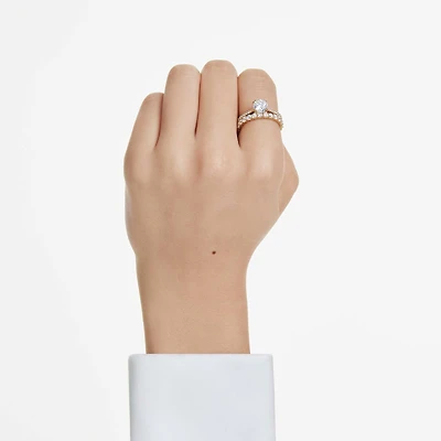 Stilla ring, Set (2), Round cut, White, 18K gold finish