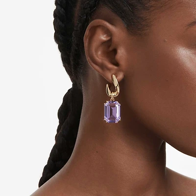 Millenia drop earrings, Octagon cut, Purple, 18K gold finish