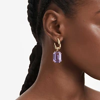 Millenia drop earrings, Octagon cut, Purple, 18K gold finish