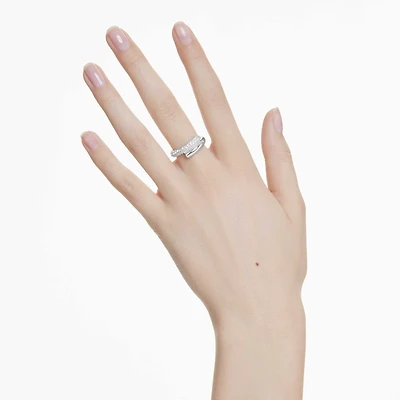 Dextera ring, White, Rhodium plated