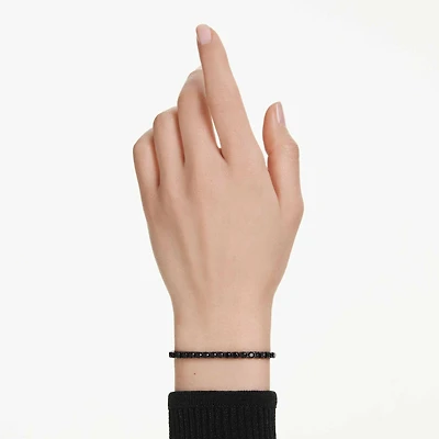 Matrix Tennis bracelet, Round cut, Black, Ruthenium plated