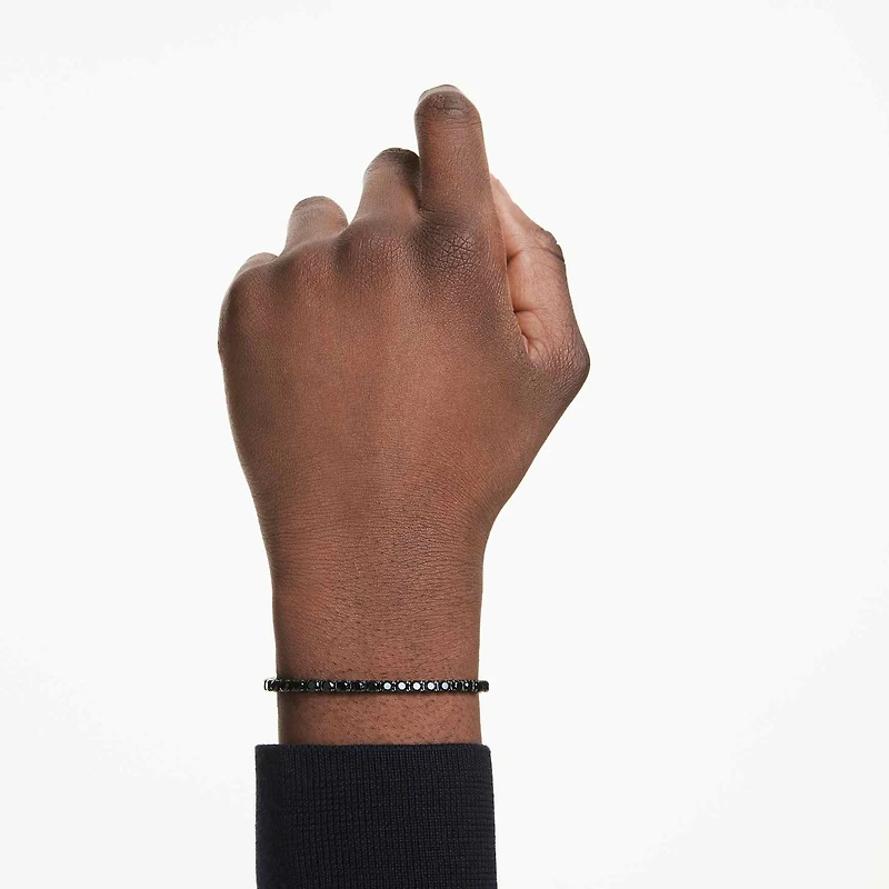 Matrix Tennis bracelet, Round cut, Black, Ruthenium plated by SWAROVSKI